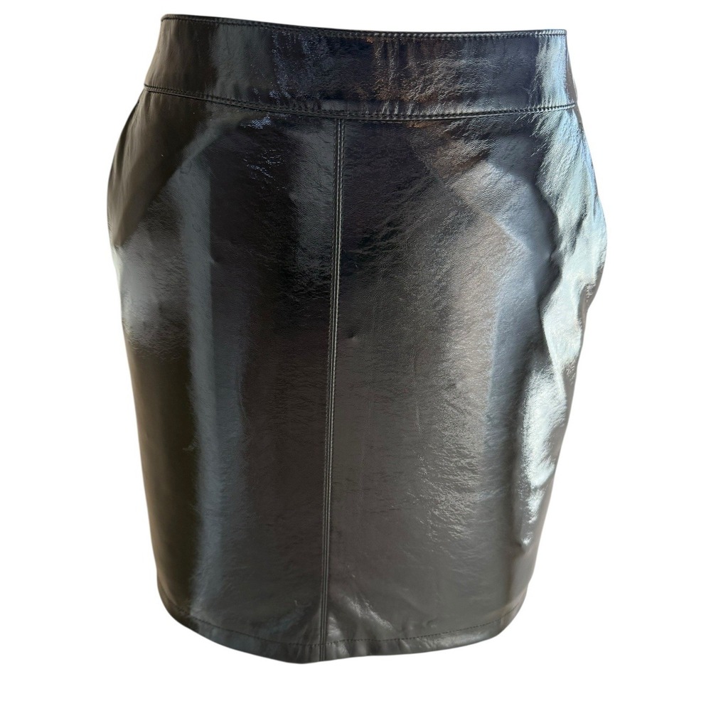VERO MODA Wmns XS Black Skirt Faux Patent Leather Shiny Vinyl Mini Skirt ModCore